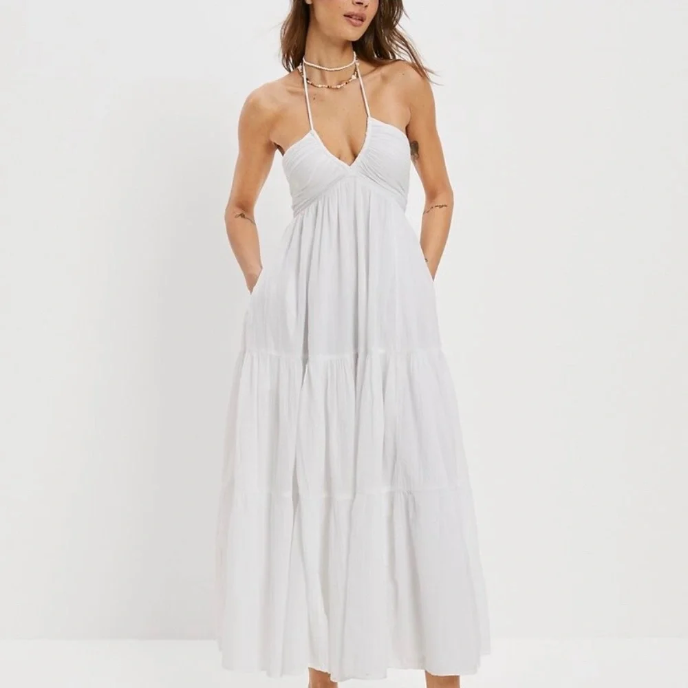 AE Ruched Halter Midi Dress - Picture 1 of 7
